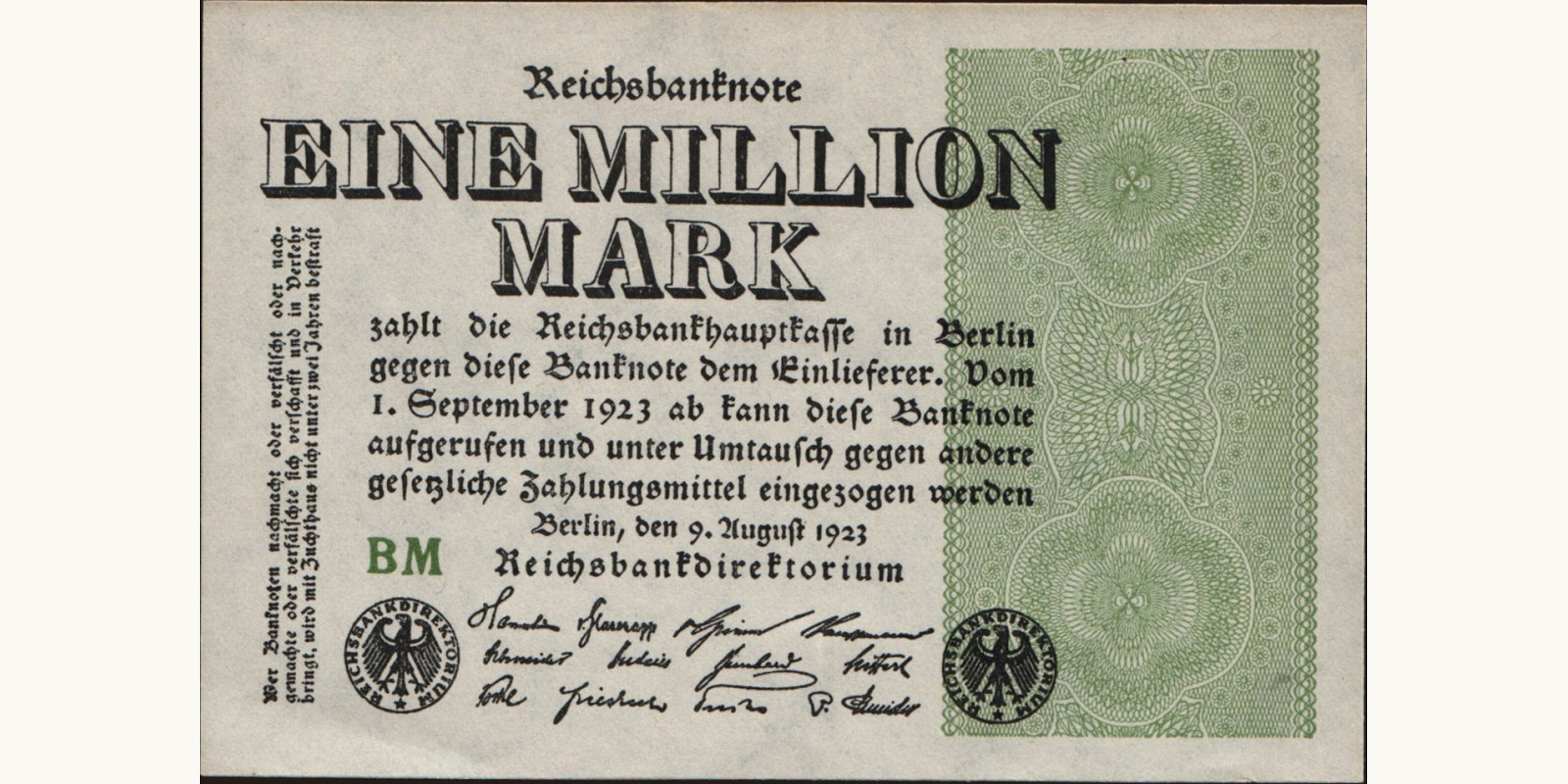 1000000 mark Germany 1923 — Front side