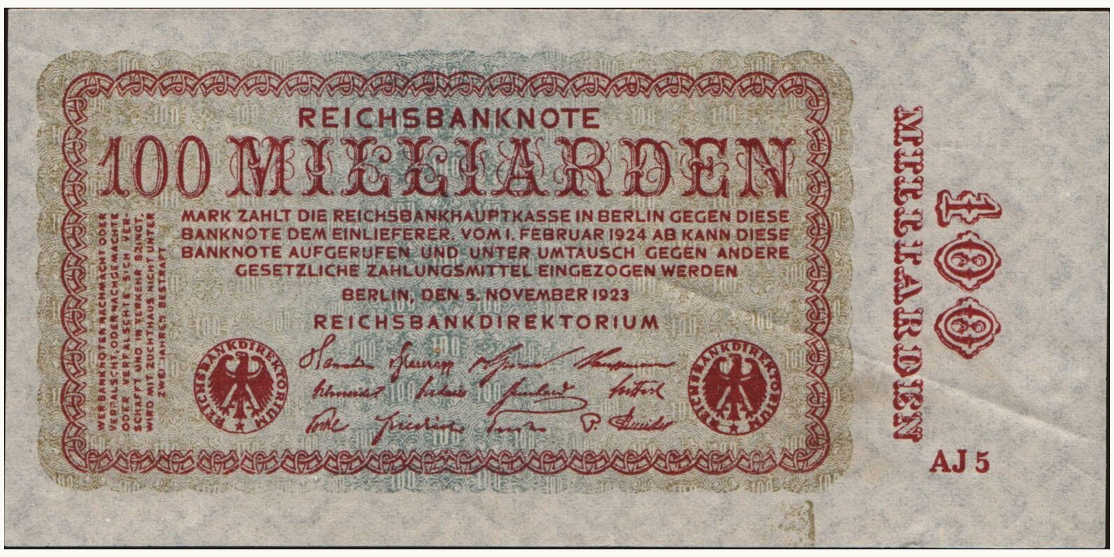 100000000000 mark Germany 1923 — Front side