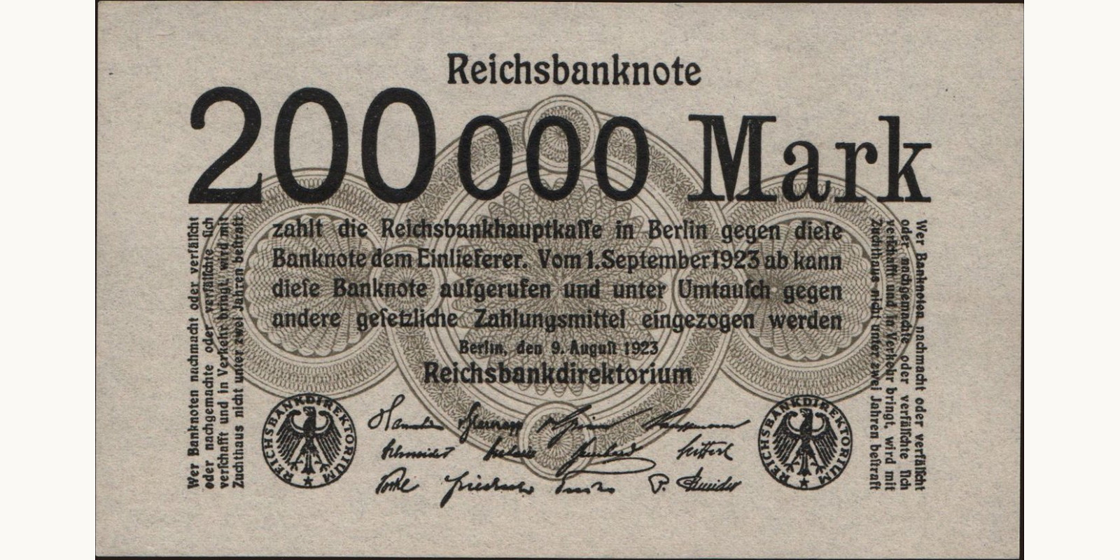200000 mark Германия 1923 — Лицевая сторона