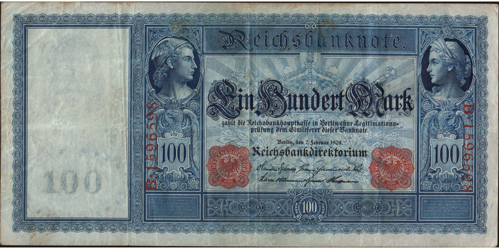 100 mark Германия 1908 — Лицевая сторона