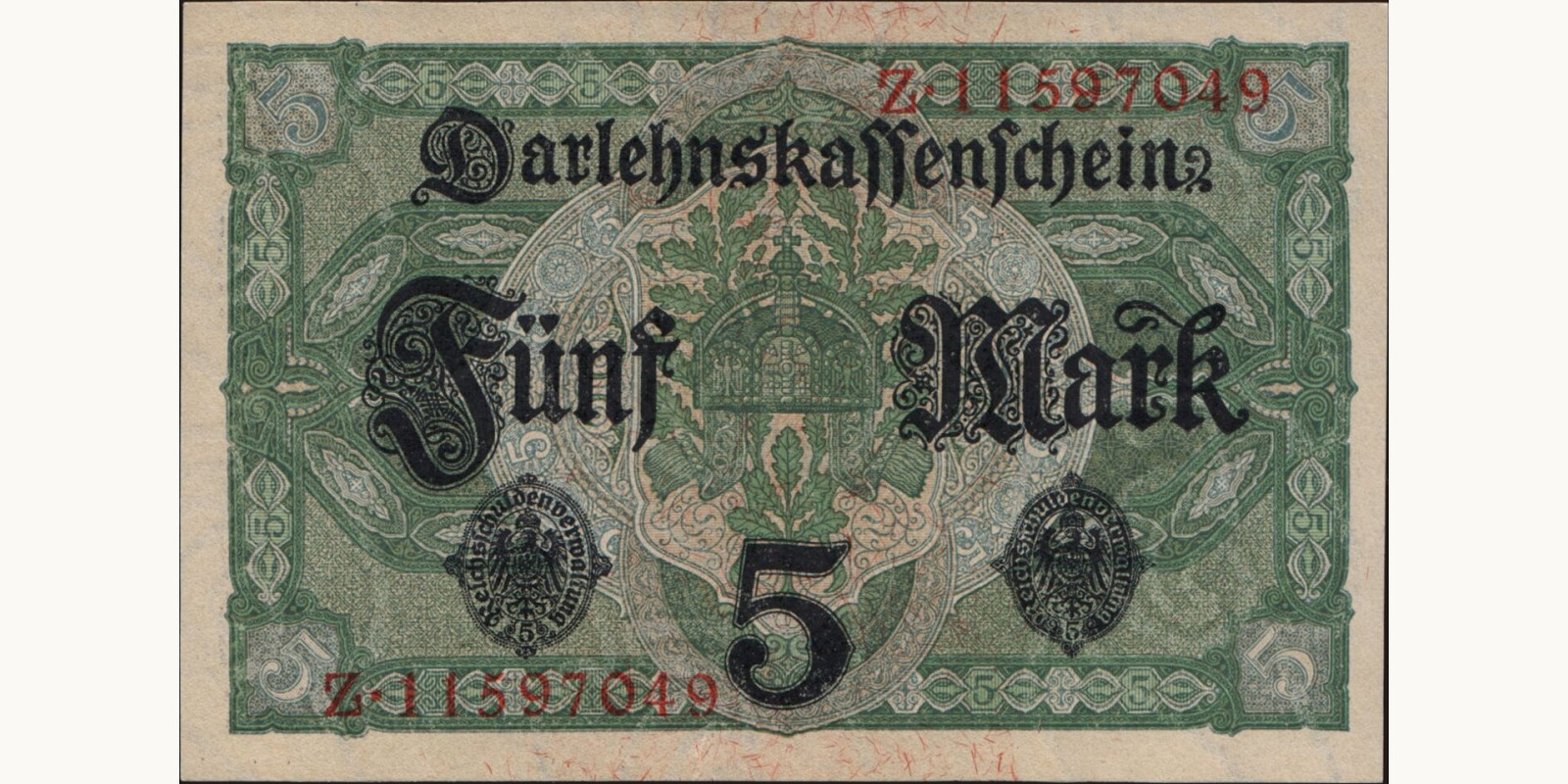 5 mark Германия 1917 — Оборотная сторона