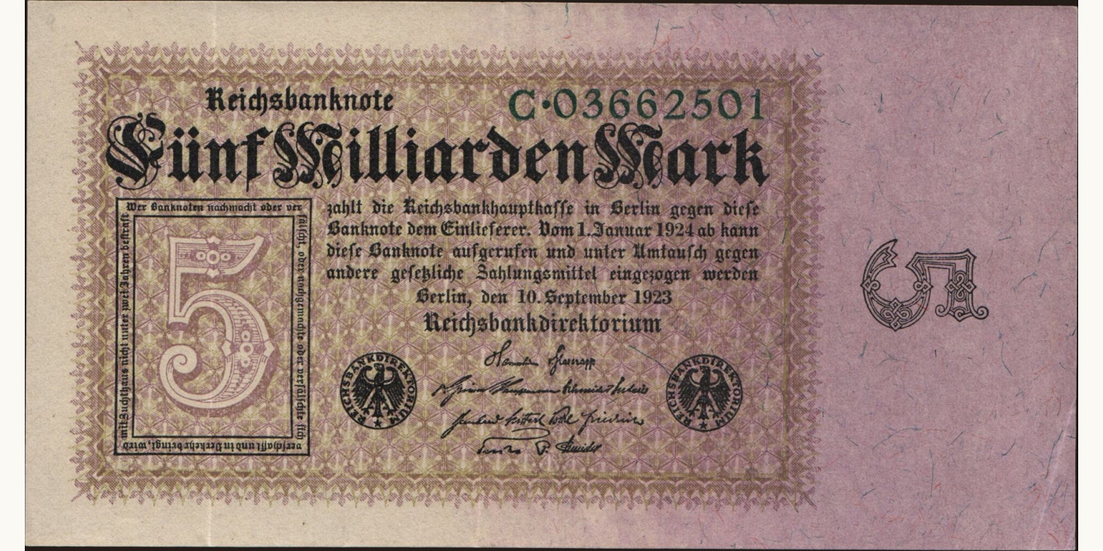5000000000 mark Germany 1923 — Front side