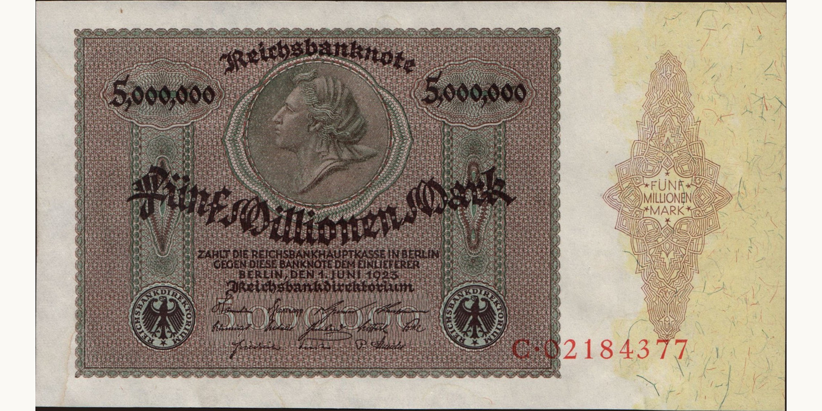 5000000 mark Германия 1923 — Лицевая сторона