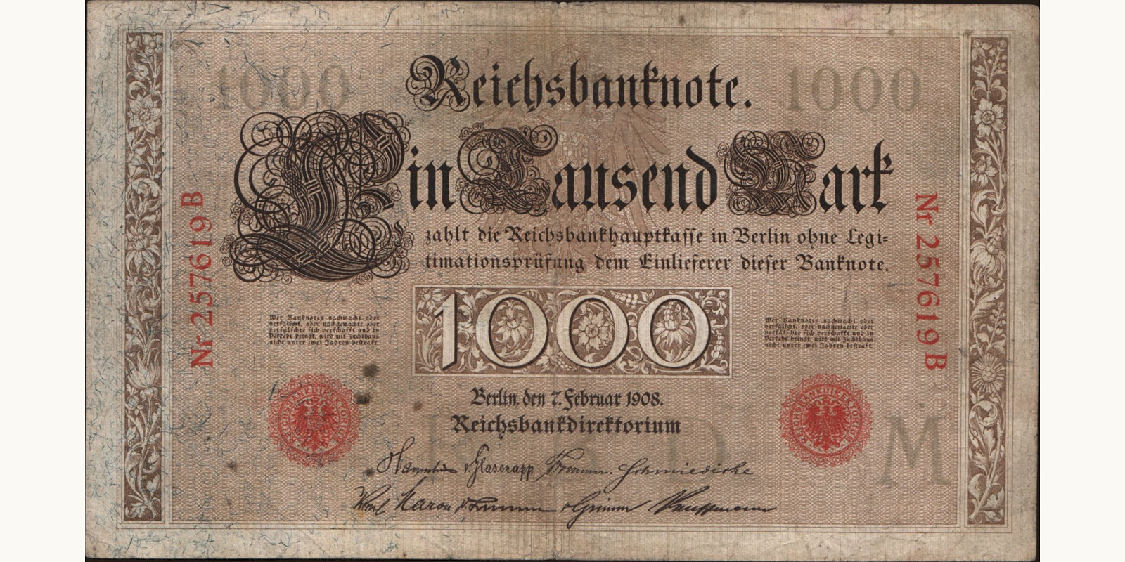 1000 mark Германия 1908 — Лицевая сторона