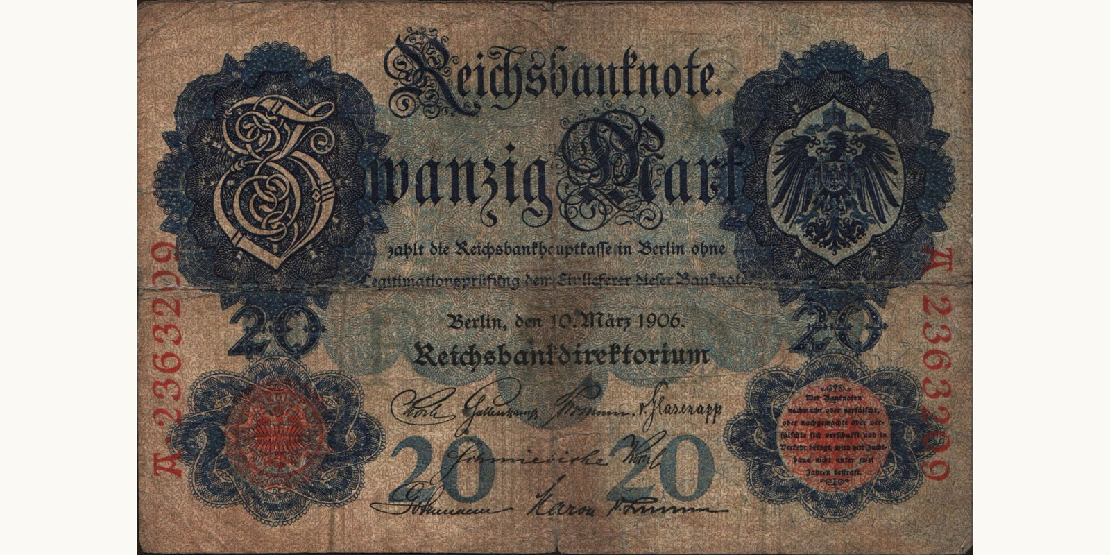 20 mark Германия 1906 — Лицевая сторона