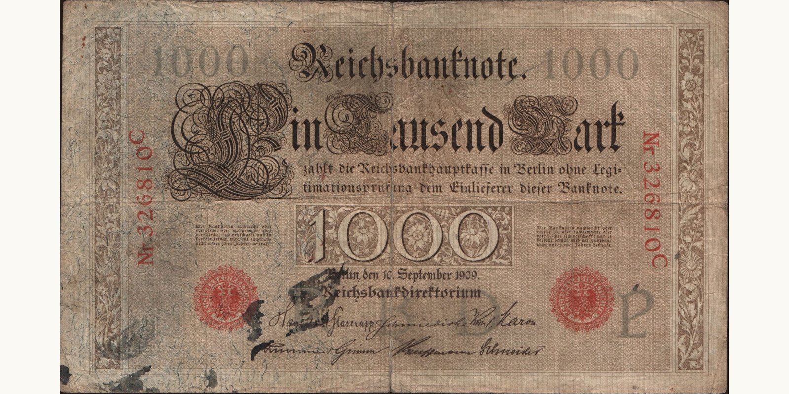 1000 mark Германия 1909 — Лицевая сторона