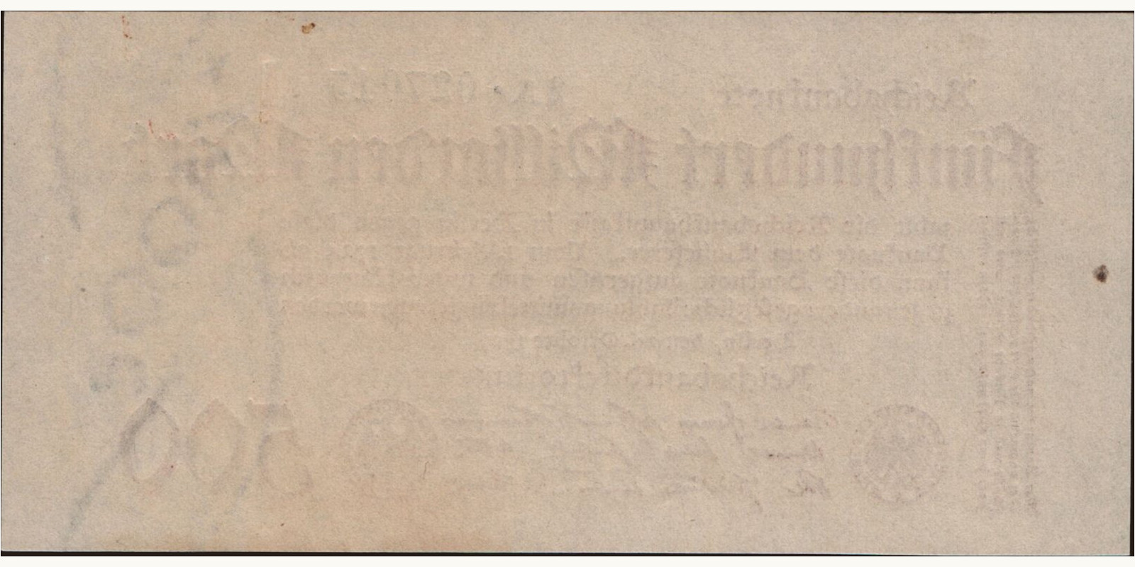 500000000000 mark Германия 1923 — Оборотная сторона