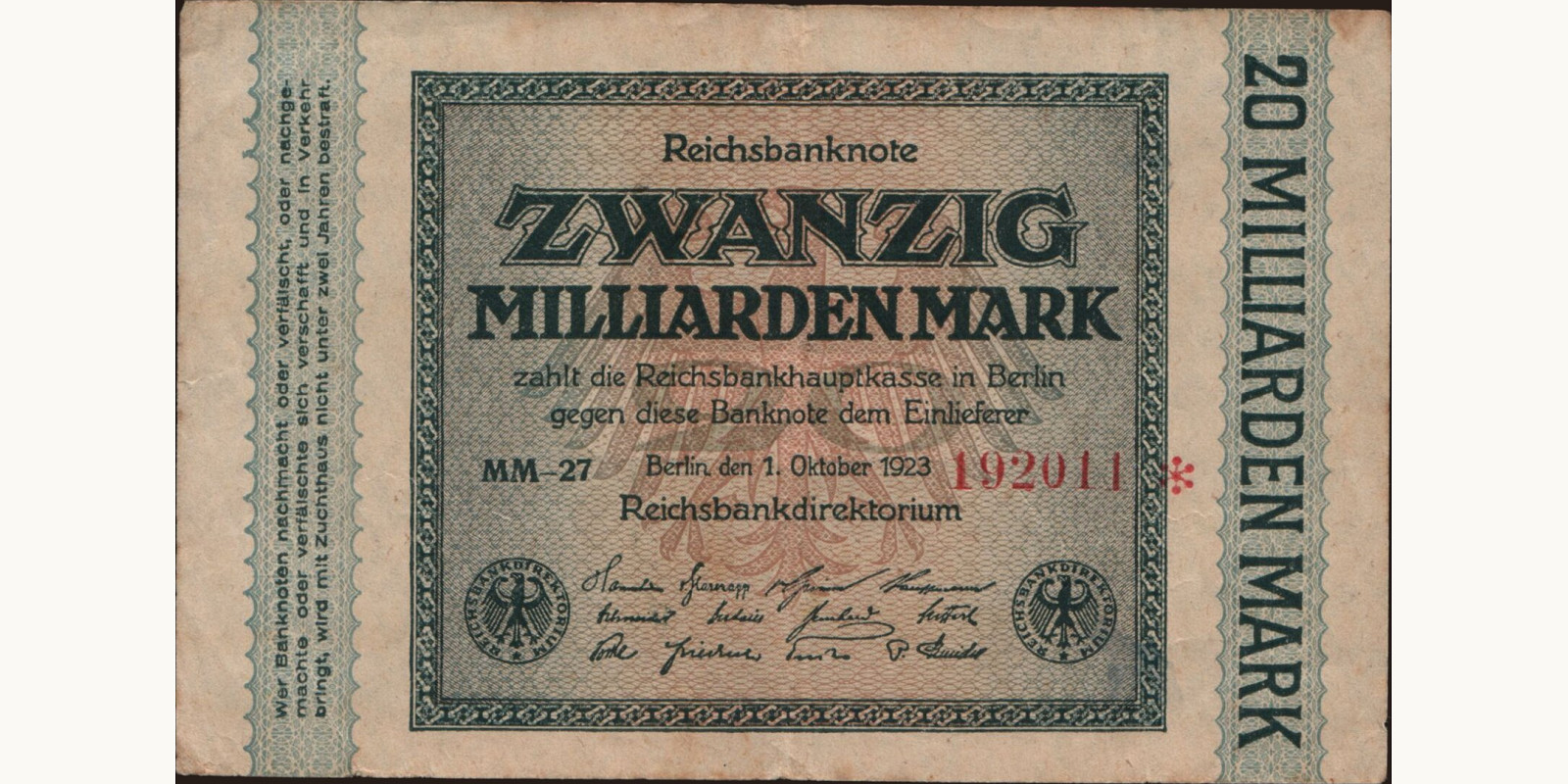 20000000000 mark Germany 1923 — Front side