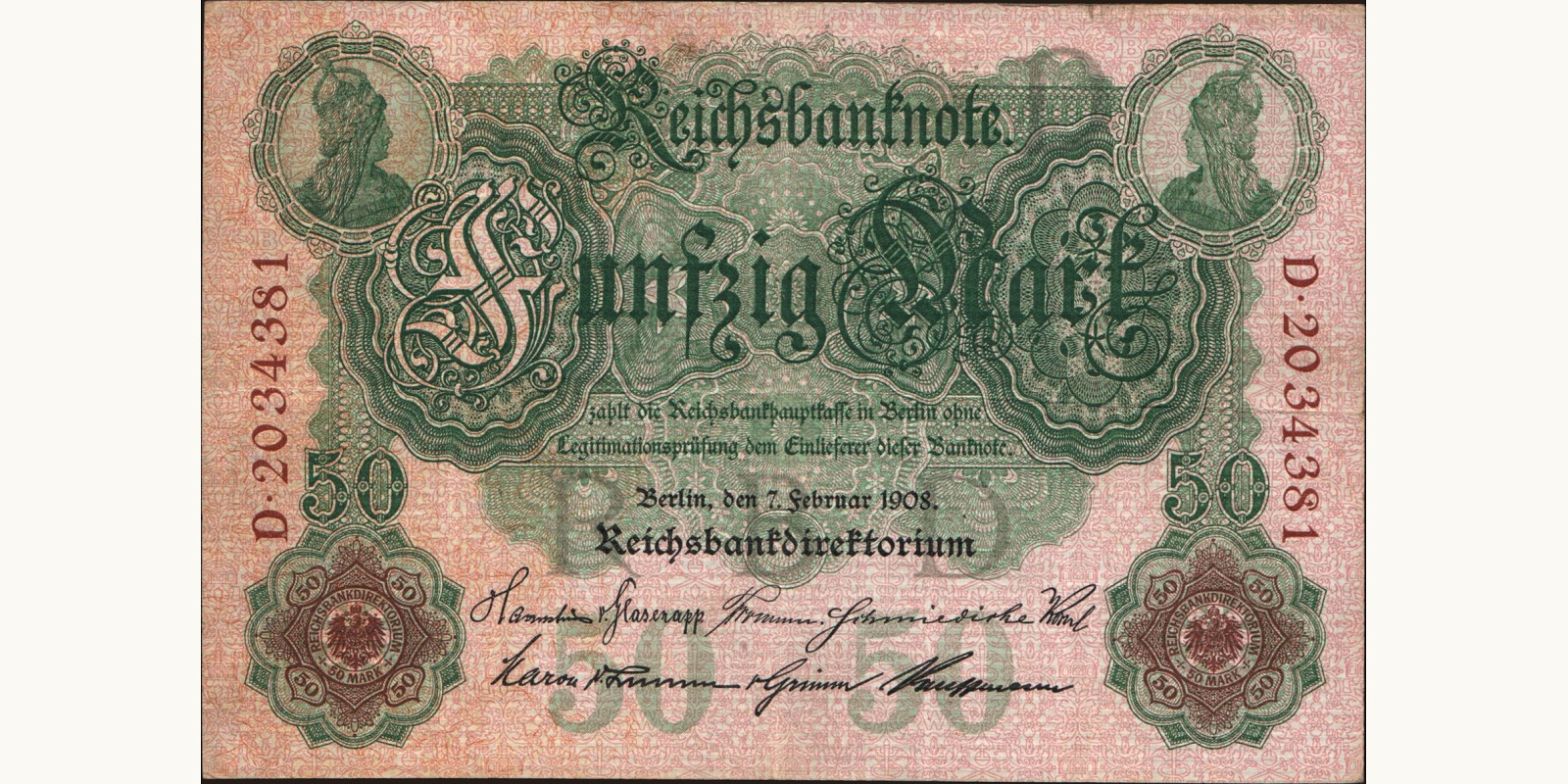 50 mark Германия 1908 — Лицевая сторона