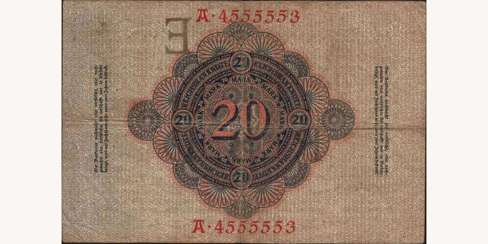 20 mark Германия 1907 — Оборотная сторона