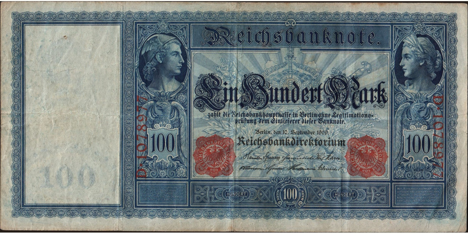 100 mark Германия 1909 — Лицевая сторона
