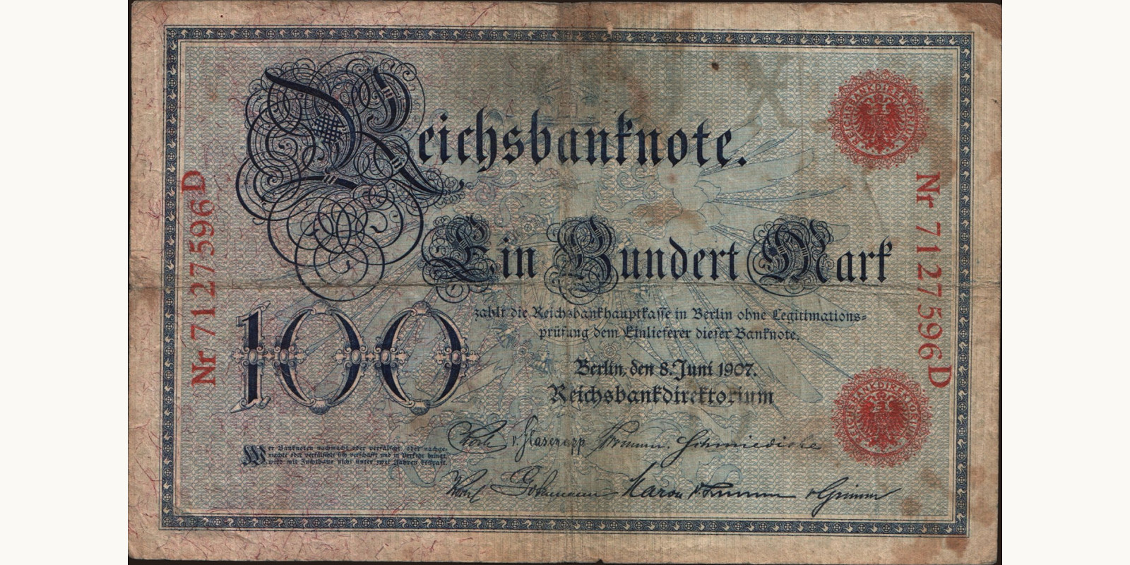 100 mark Германия 1907 — Лицевая сторона