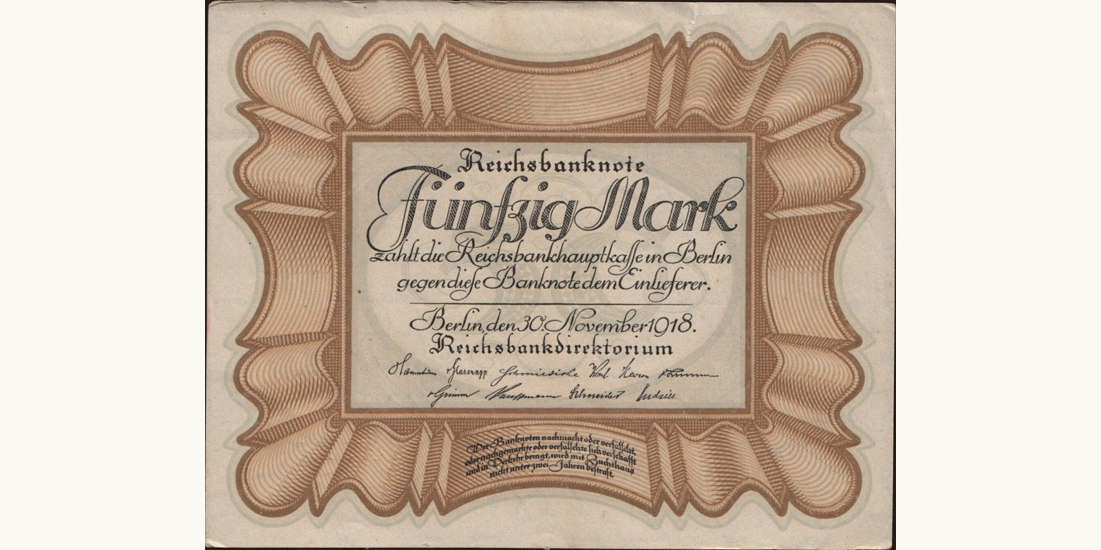 50 mark Германия 1918 — Лицевая сторона