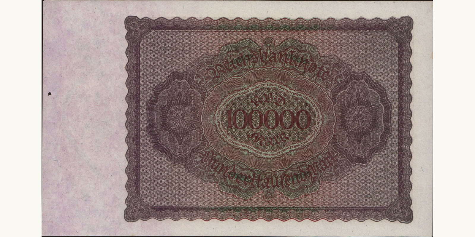 100000 mark Germany 1923 — Back side