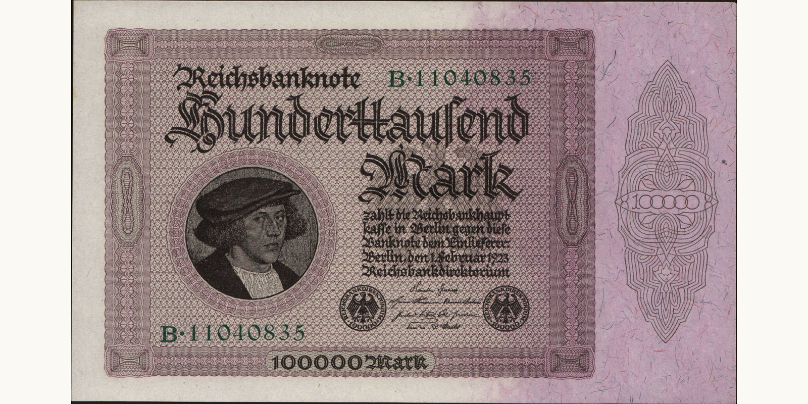 100000 mark Germany 1923 — Front side