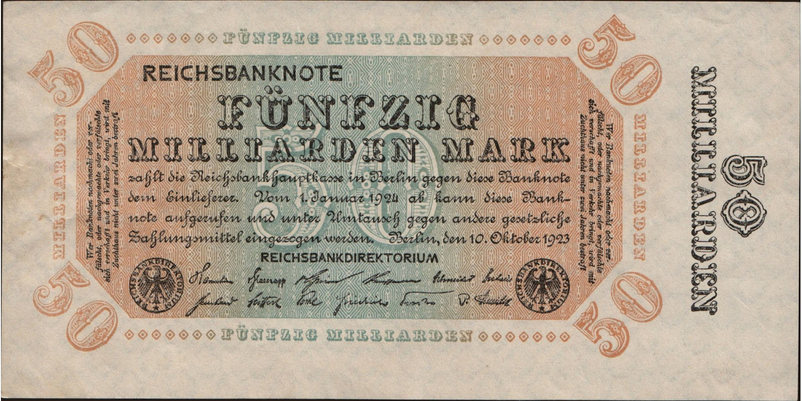 50000000000 mark Германия 1923 — Лицевая сторона