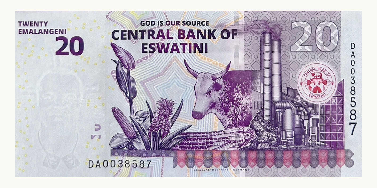 20 lilangenit Eswatini 2025 — Back side