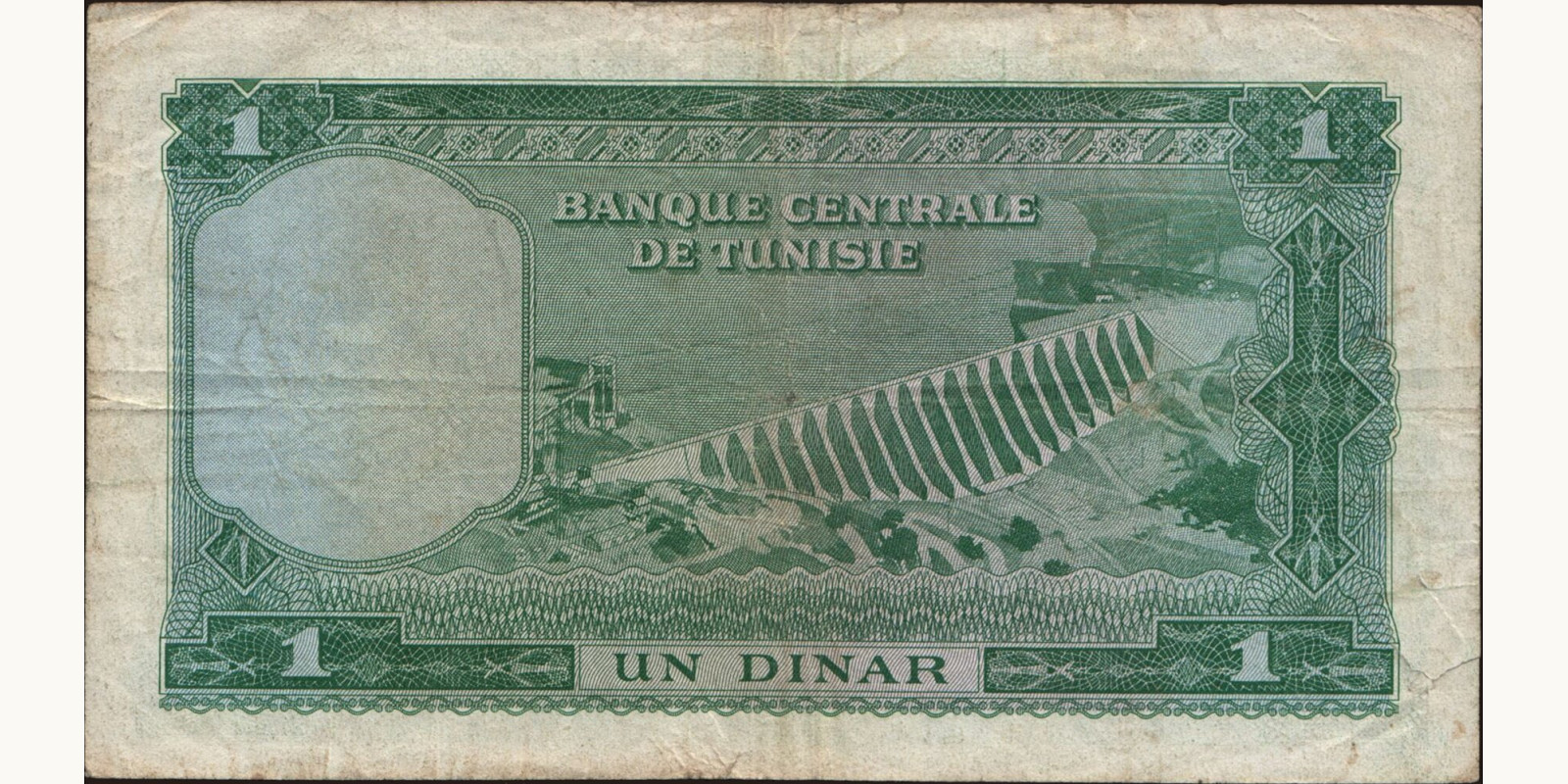 1 dinars Тунис 1958 — Оборотная сторона