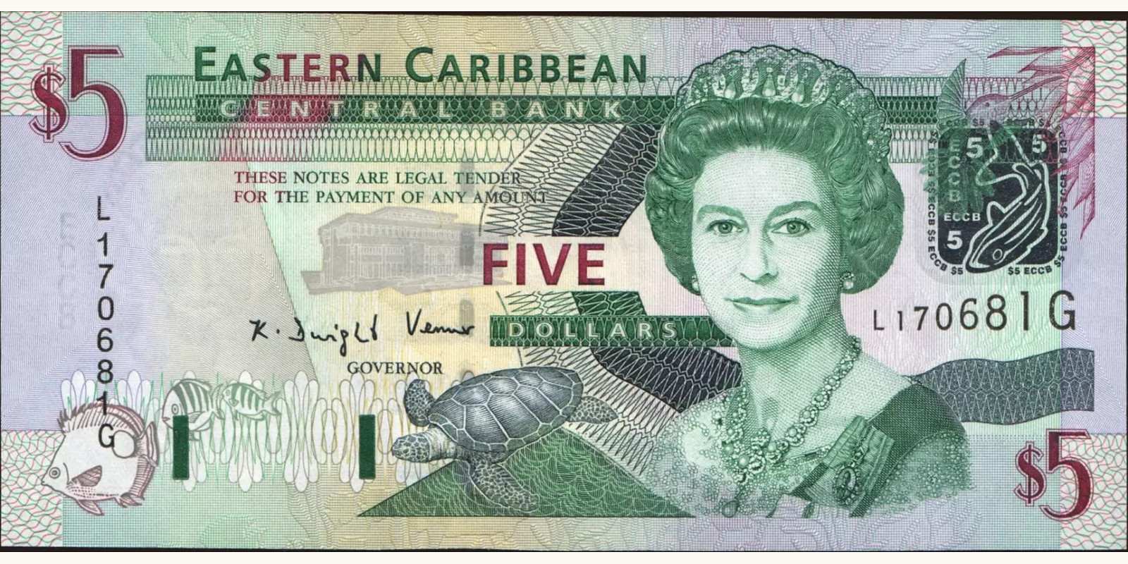 5 dollars Antigua and Barbuda 2003 — Front side