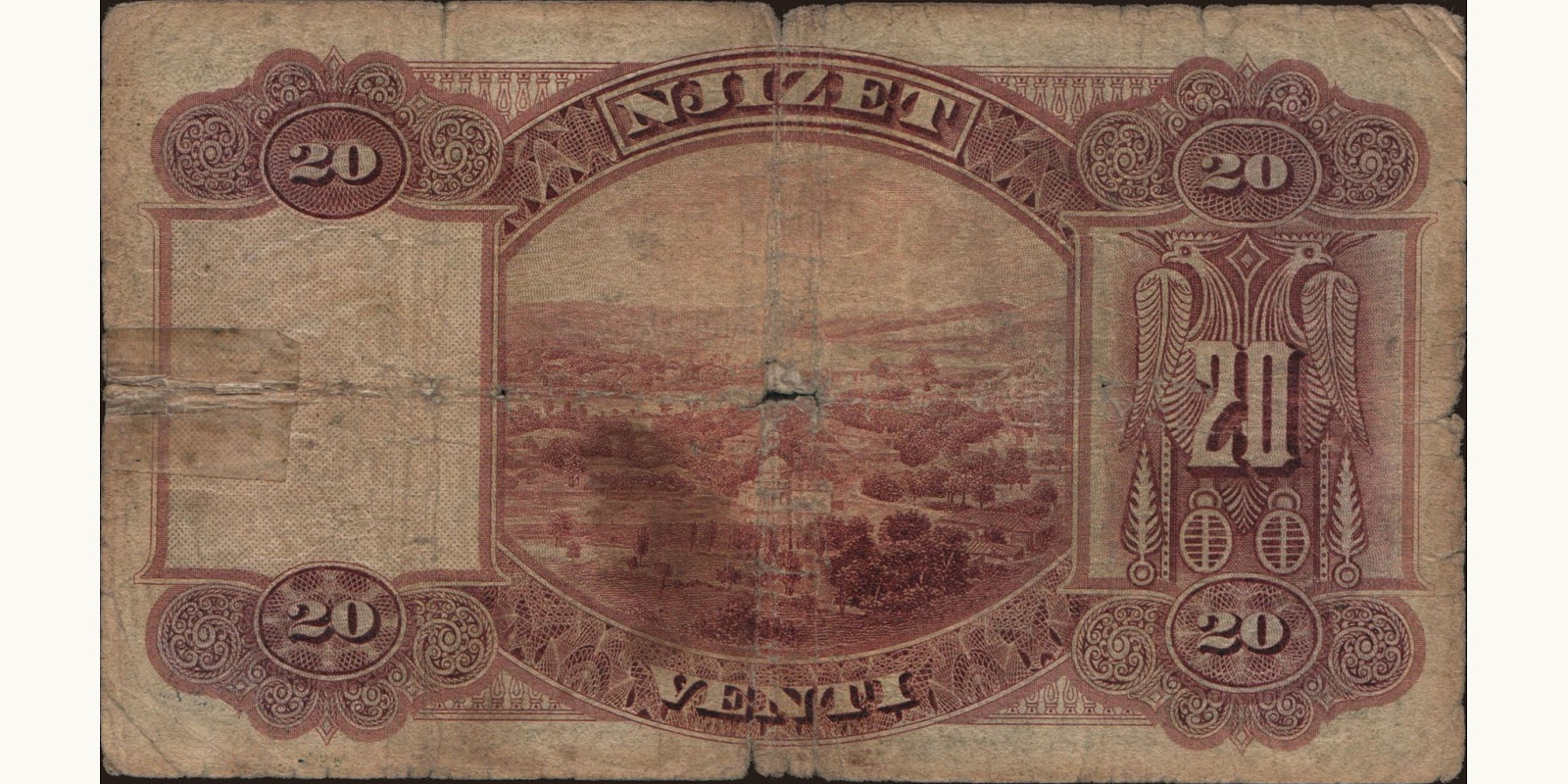 20 frank Albania 1926 — Back side