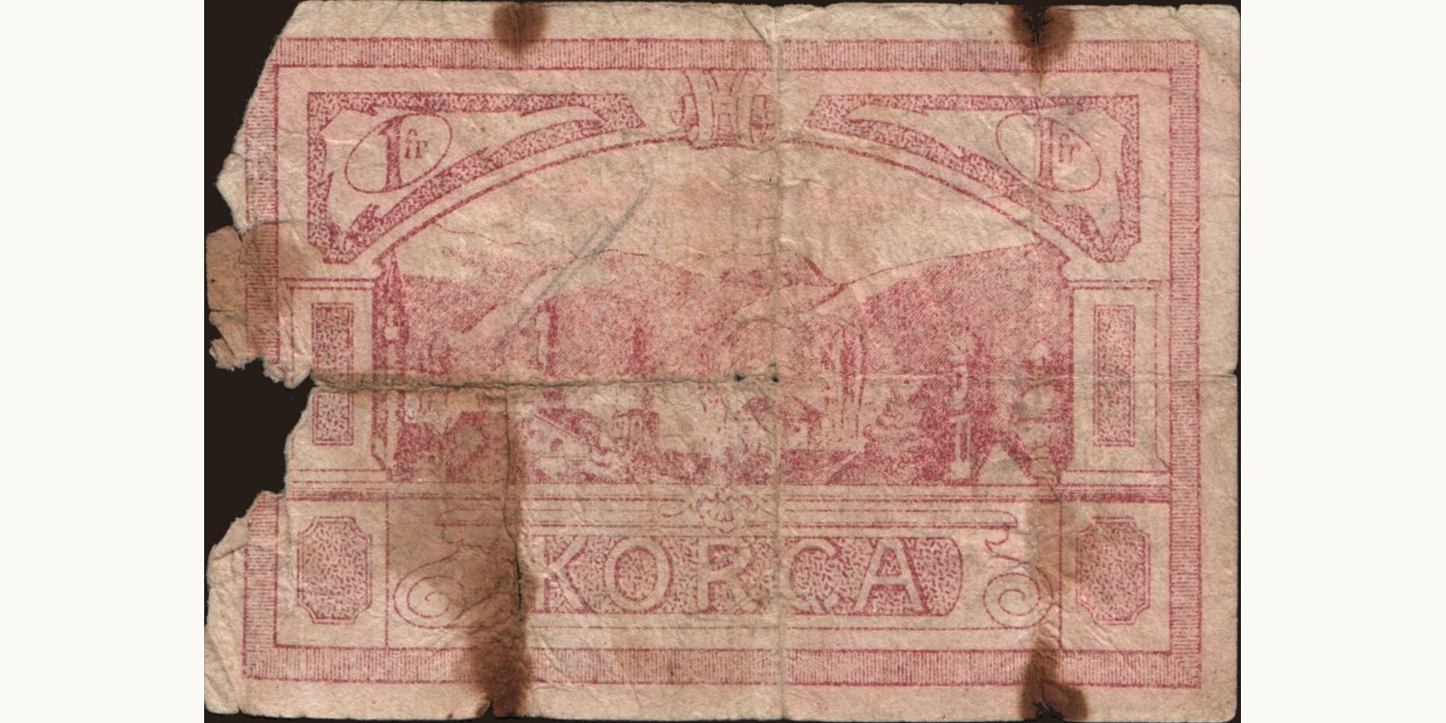 1 frange Albania 1918 — Back side