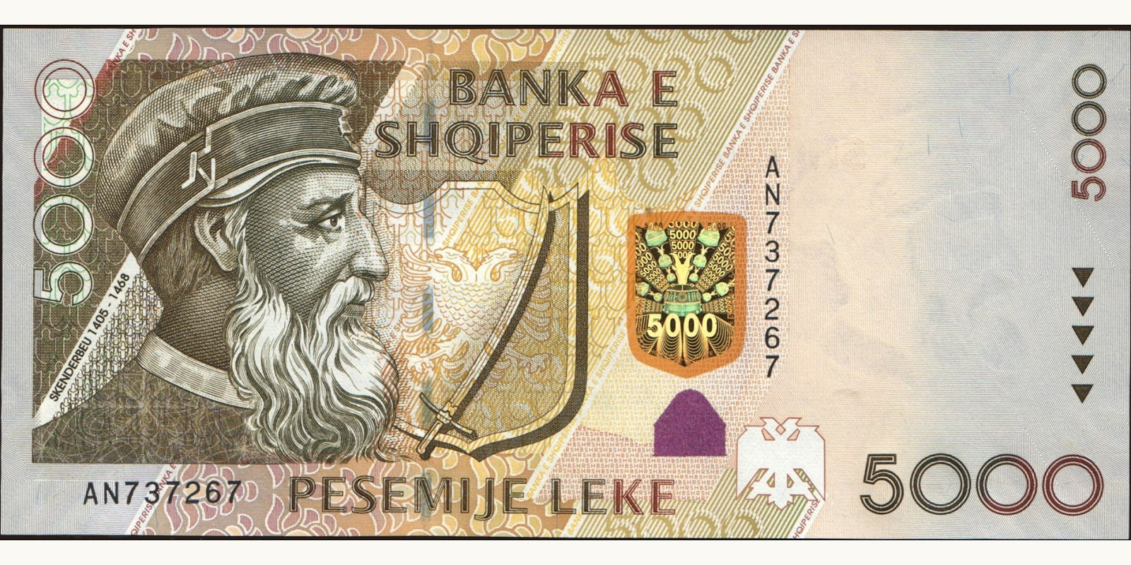 5000 leke Albania 2007 — Front side