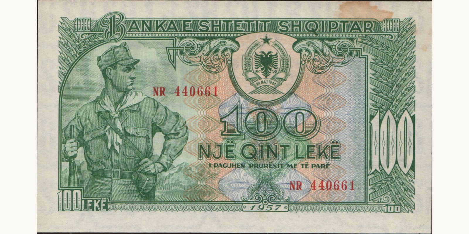 100 leke Albania 1957 — Front side