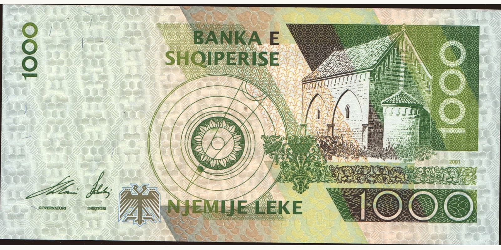 1000 leke Албания 2001 — Оборотная сторона