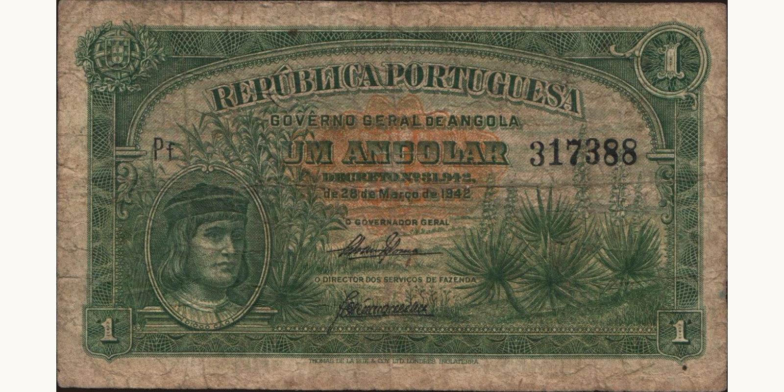1 angolar Angola 1942 — Front side