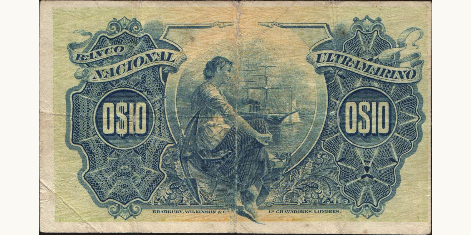 10 centavos Angola 1914 — Back side