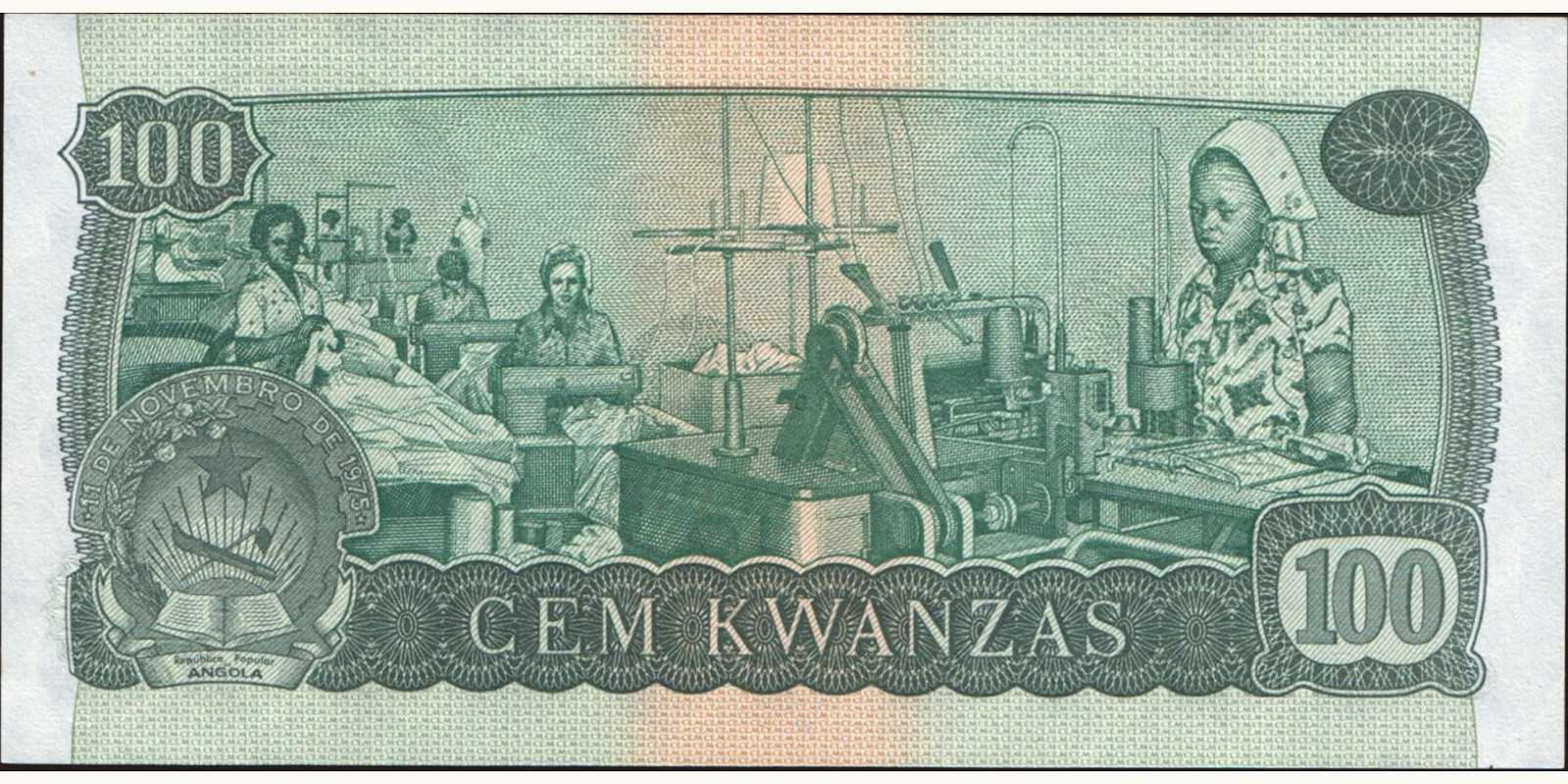 100 kwanzas Ангола 1976 — Оборотная сторона