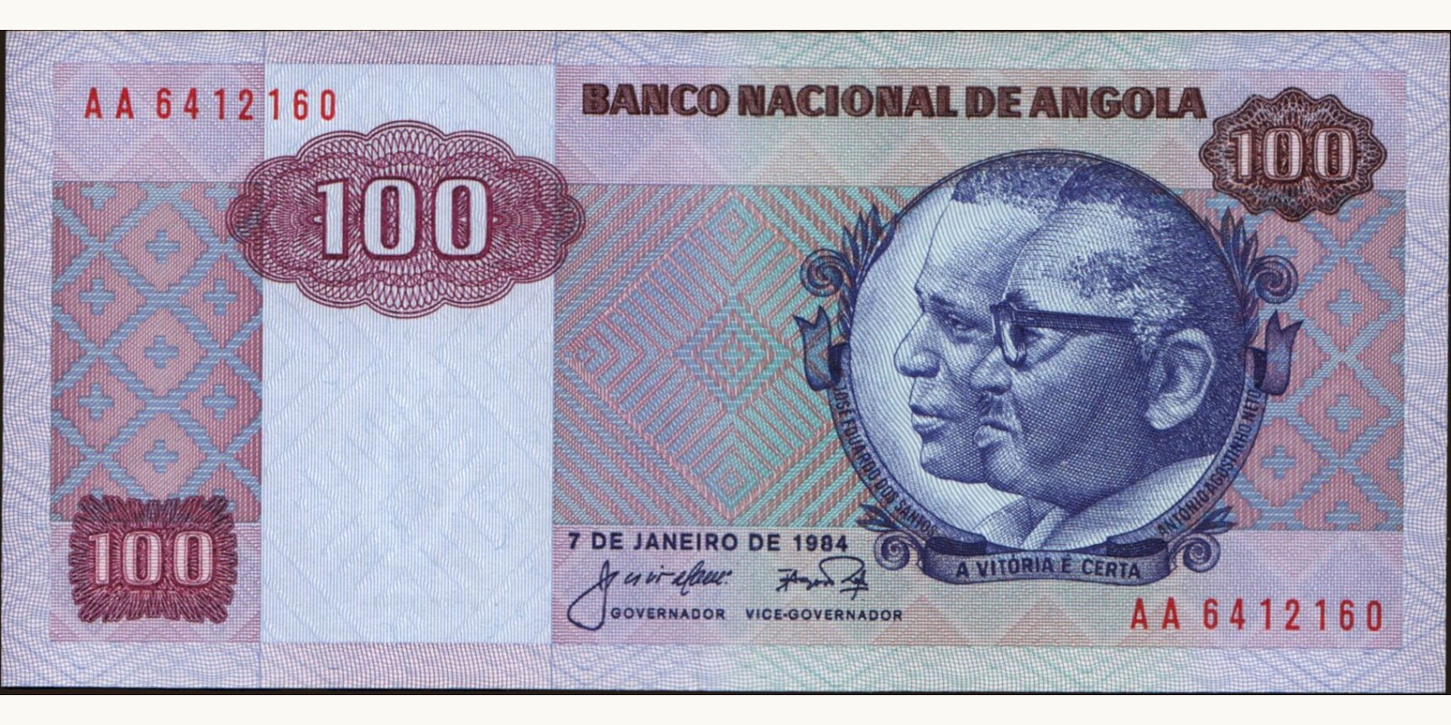 100 kwanzas Ангола 1984 — Лицевая сторона