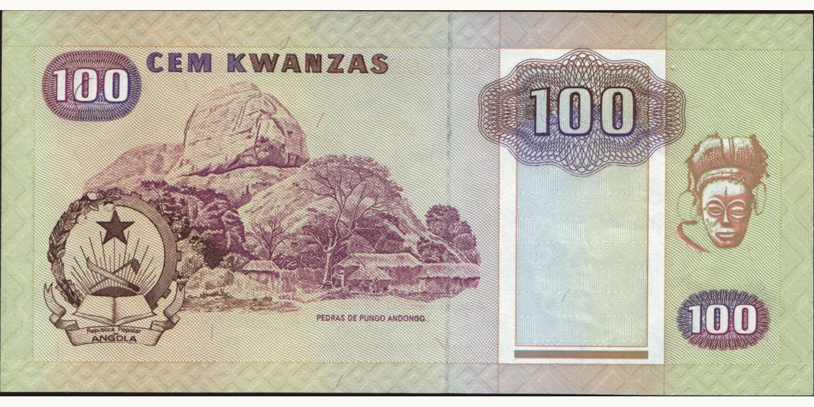 100 kwanzas Angola 1991 — Back side