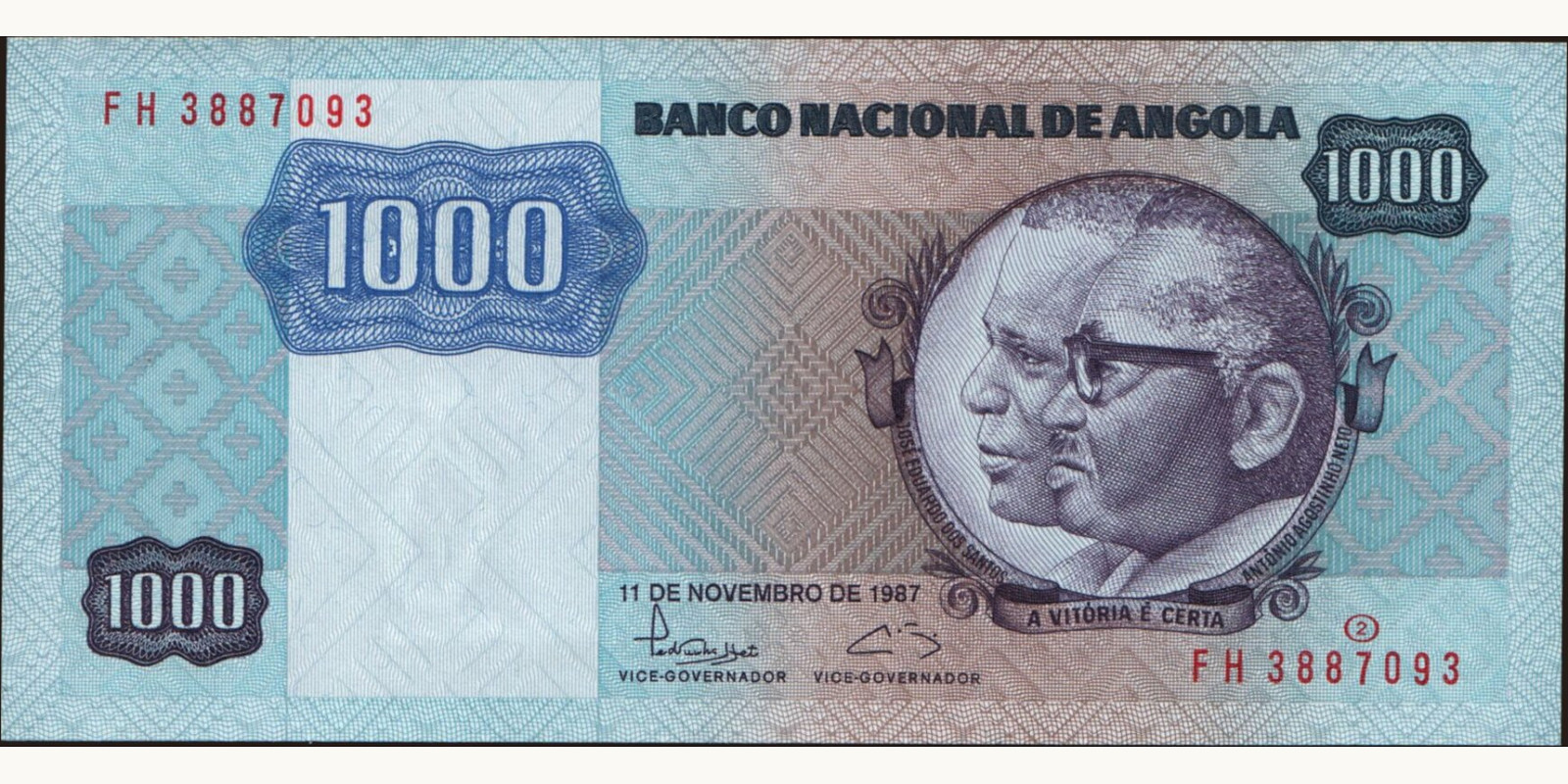 1000 kwanzas Angola 1987 — Front side
