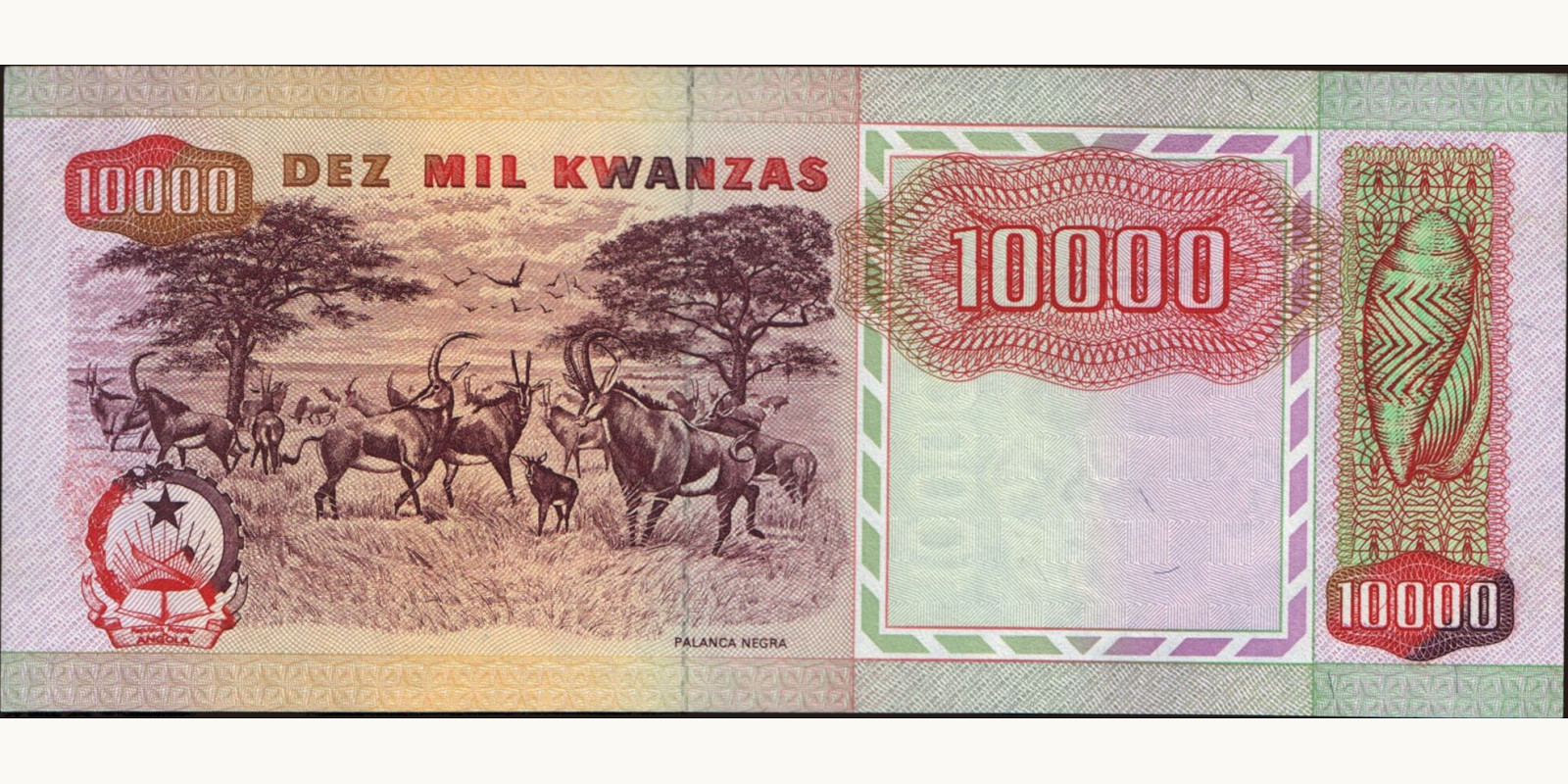 10000 kwanzas Angola 1991 — Back side