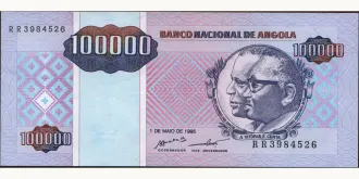 100000 kwanzas 1995