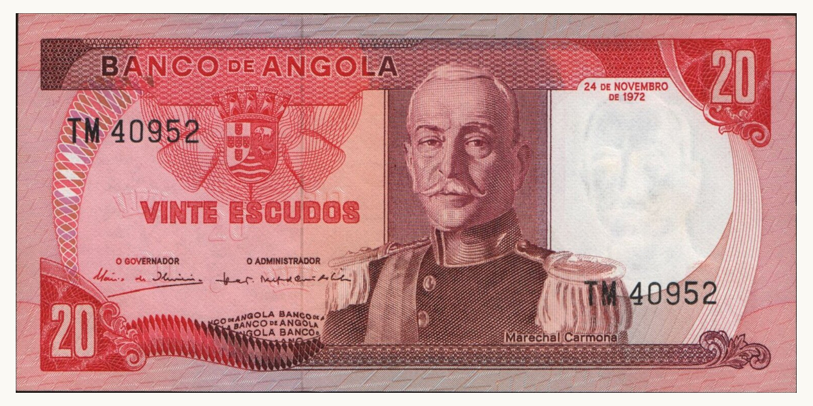 20 escudos Angola 1972 — Front side
