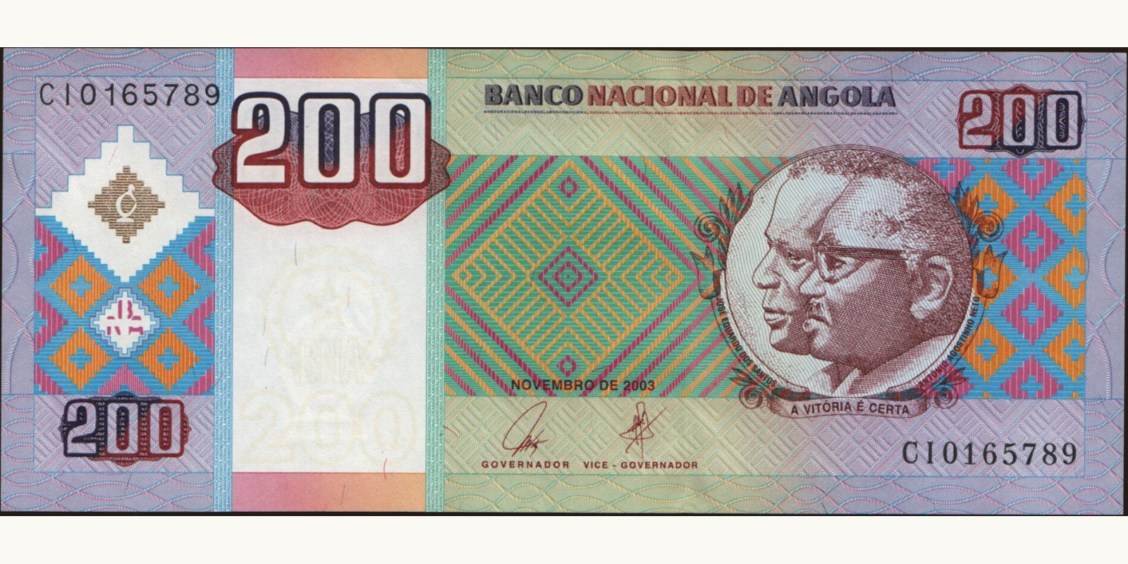 200 kwanzas Ангола 2003 — Лицевая сторона