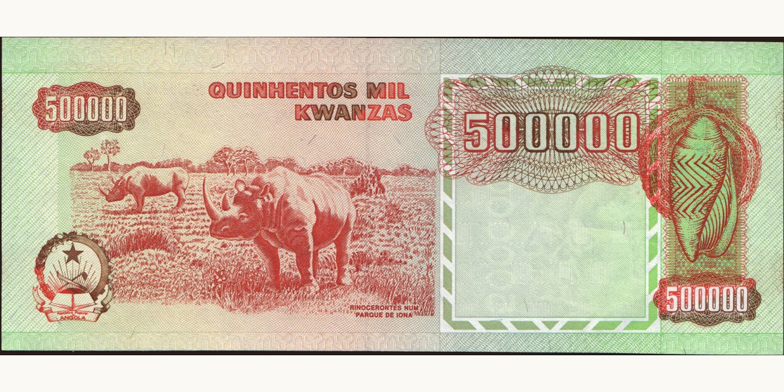 500000 kwanzas Angola 1991 — Back side
