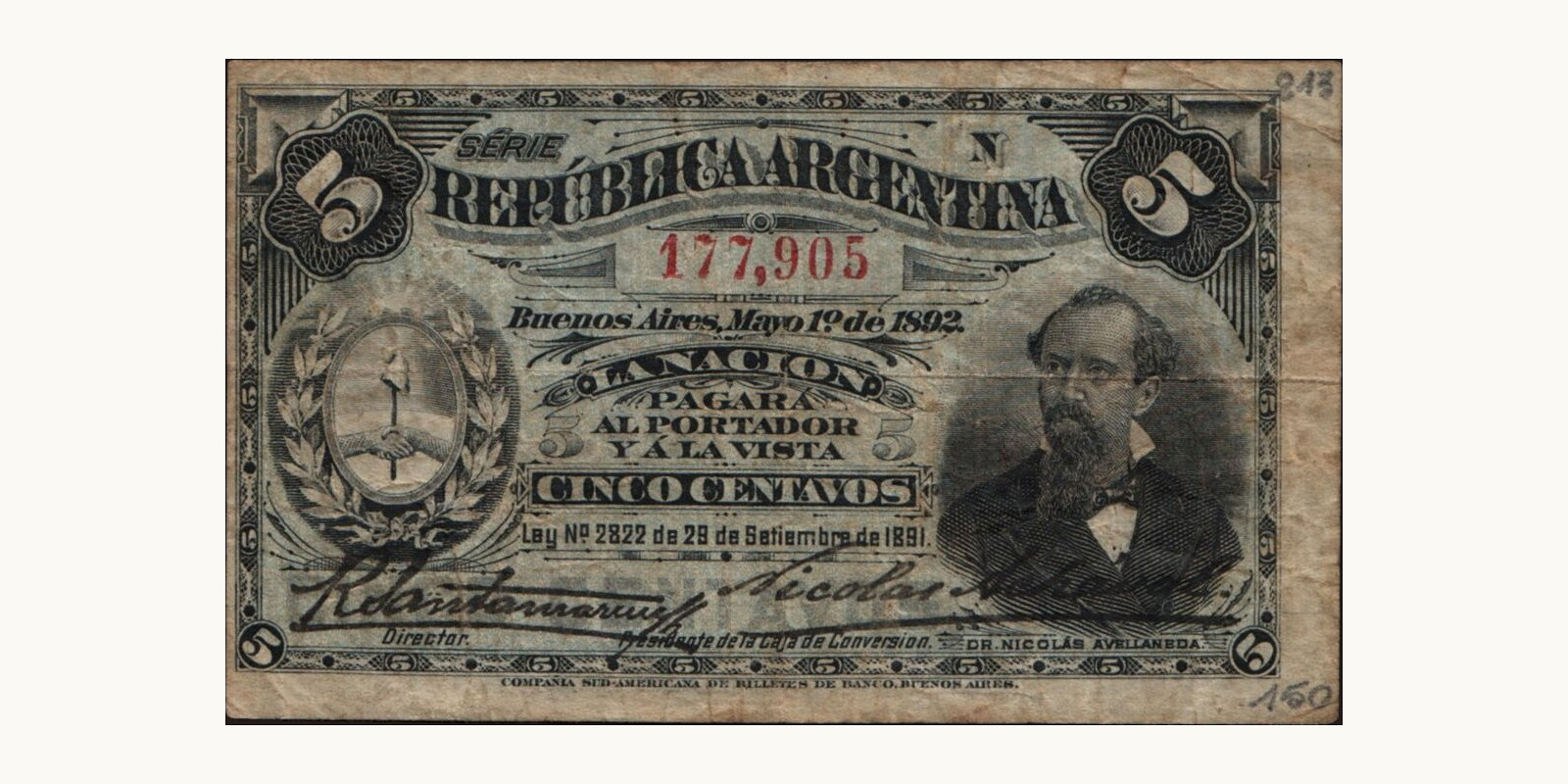 5 centavos 1892