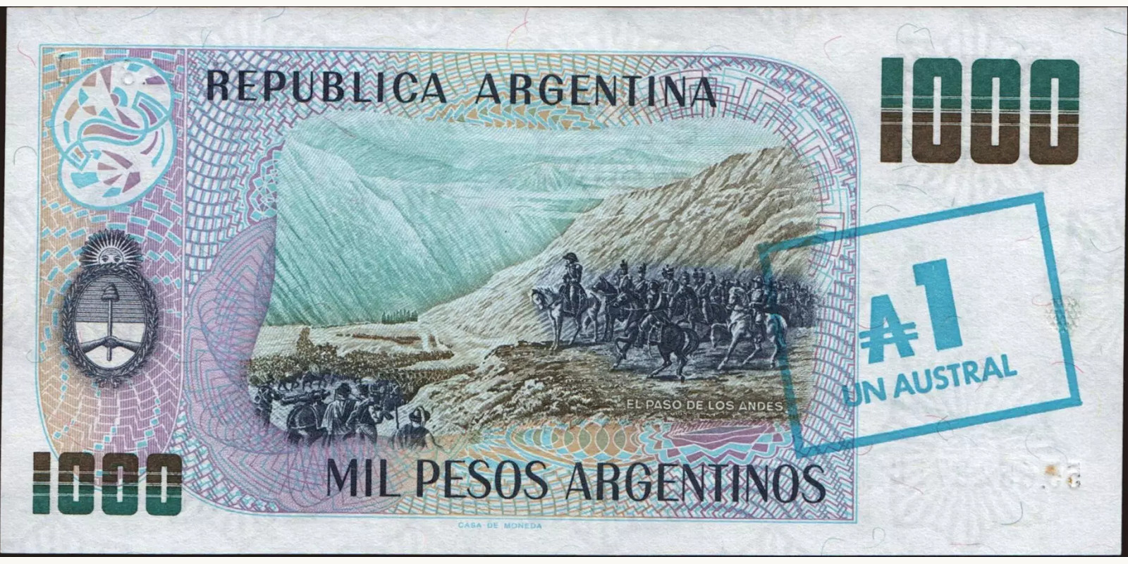 1 australes Argentina 1985 — Back side