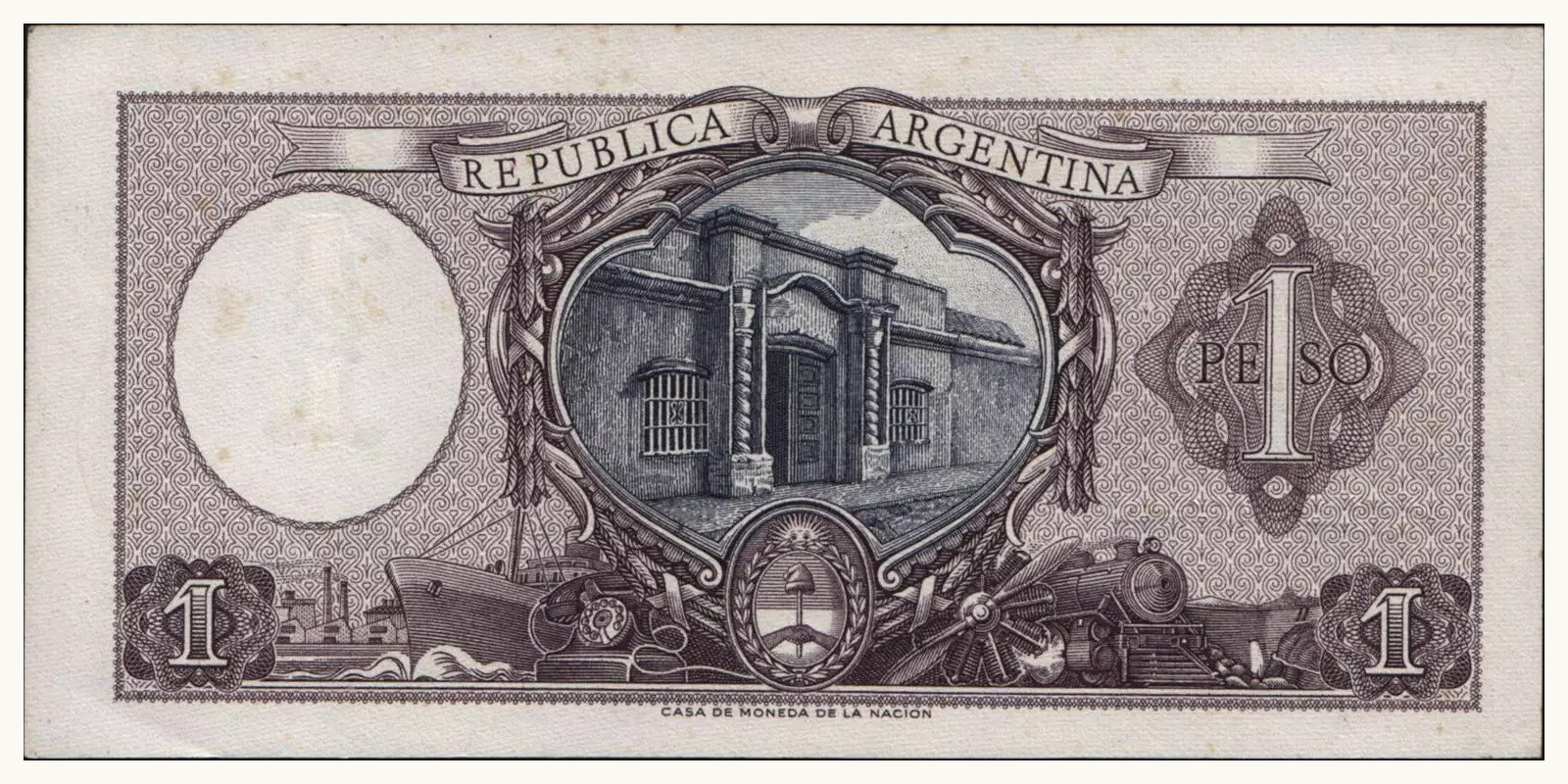 1 pesos Аргентина 1956 — Оборотная сторона