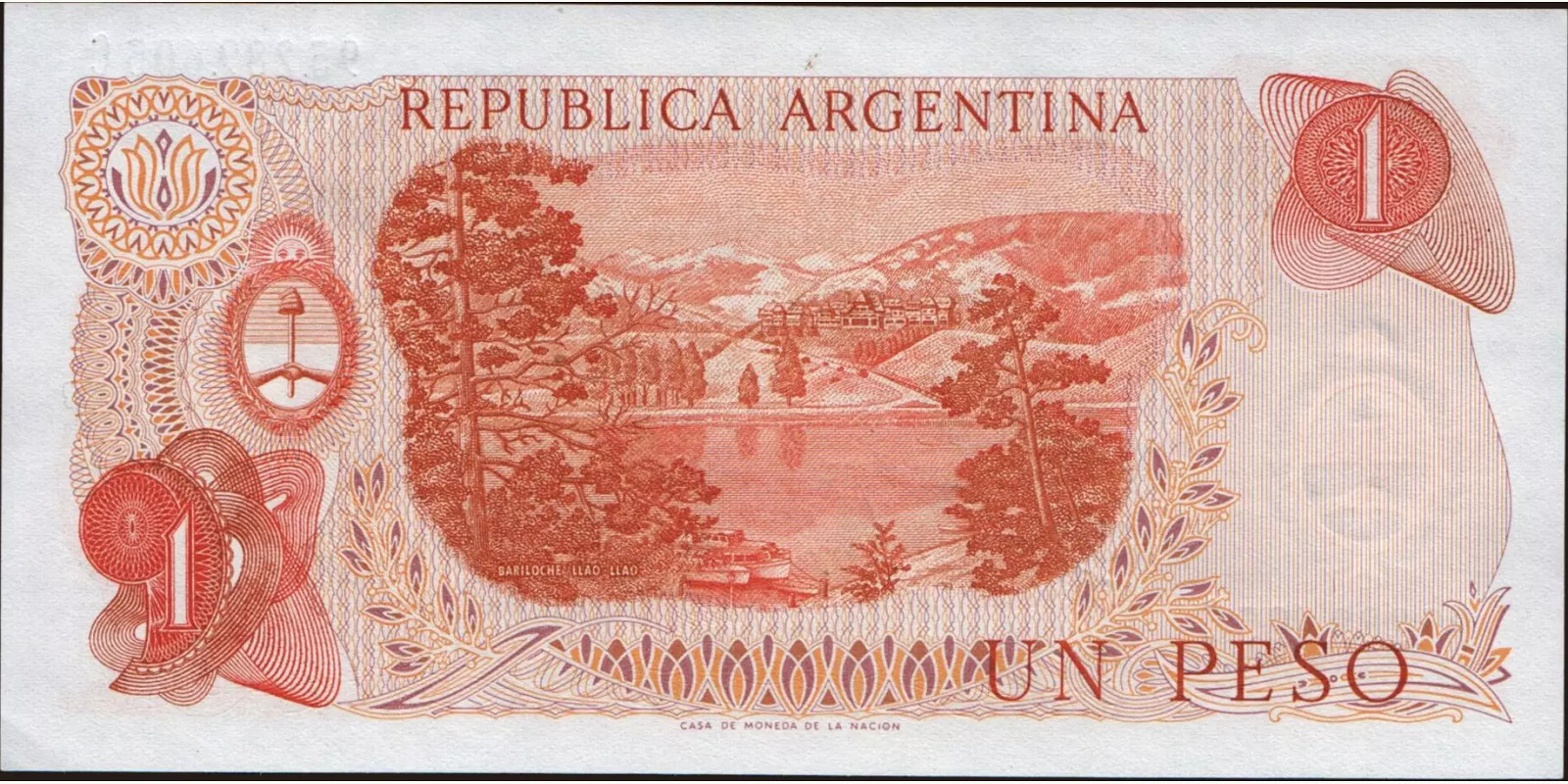 1 pesos Аргентина 1970 — Оборотная сторона