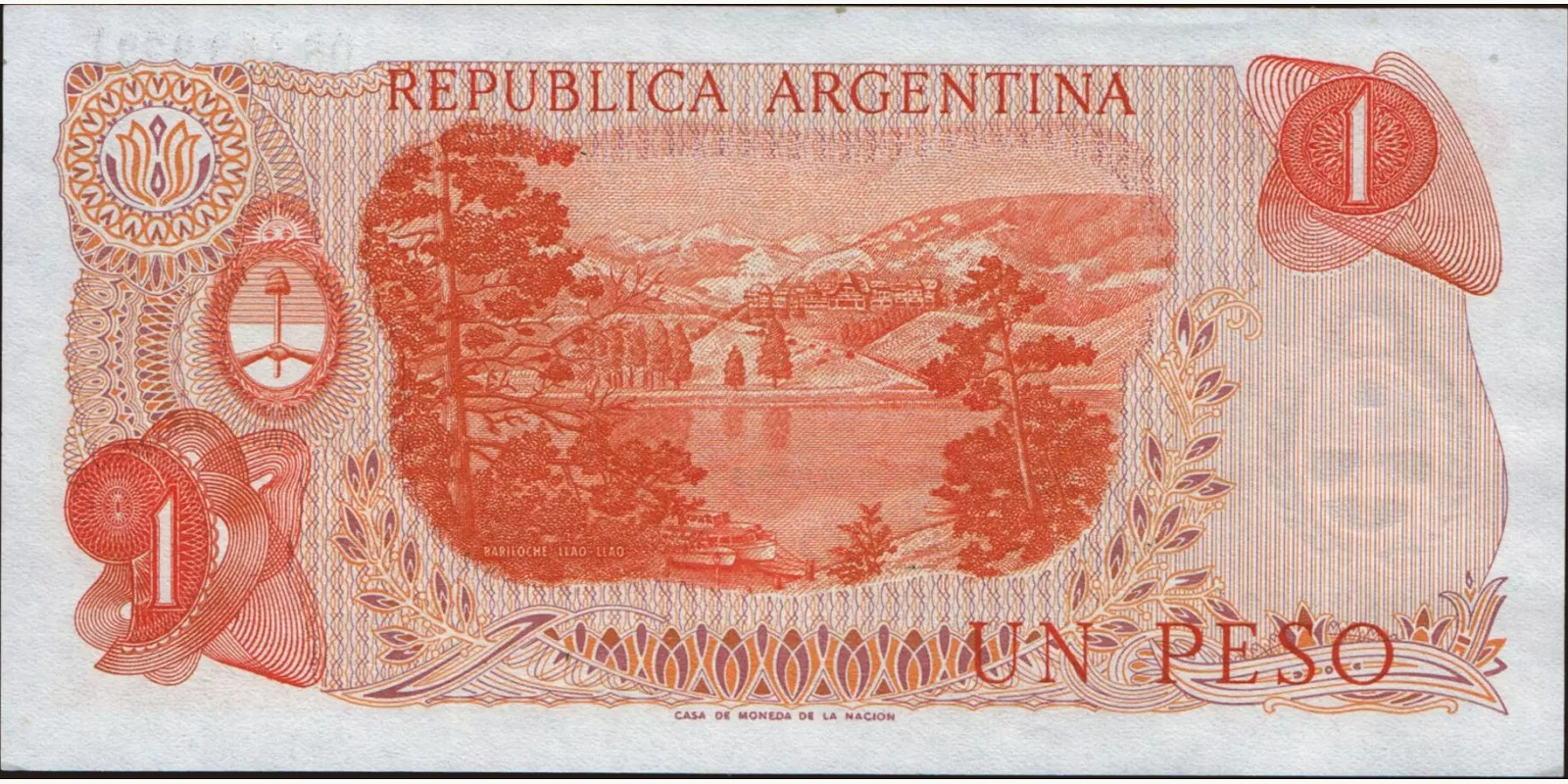 1 pesos Аргентина 1974 — Оборотная сторона