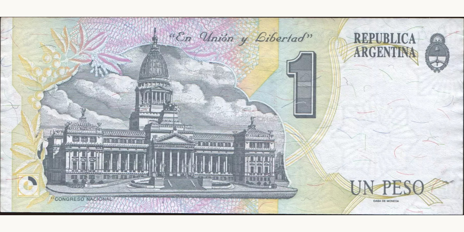 1 pesos Аргентина 1993 — Оборотная сторона