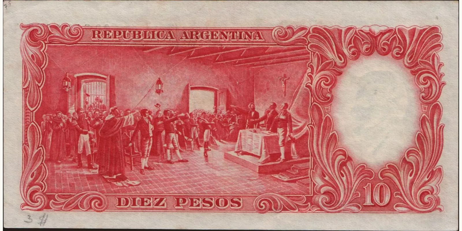 10 pesos Аргентина 1942 — Оборотная сторона