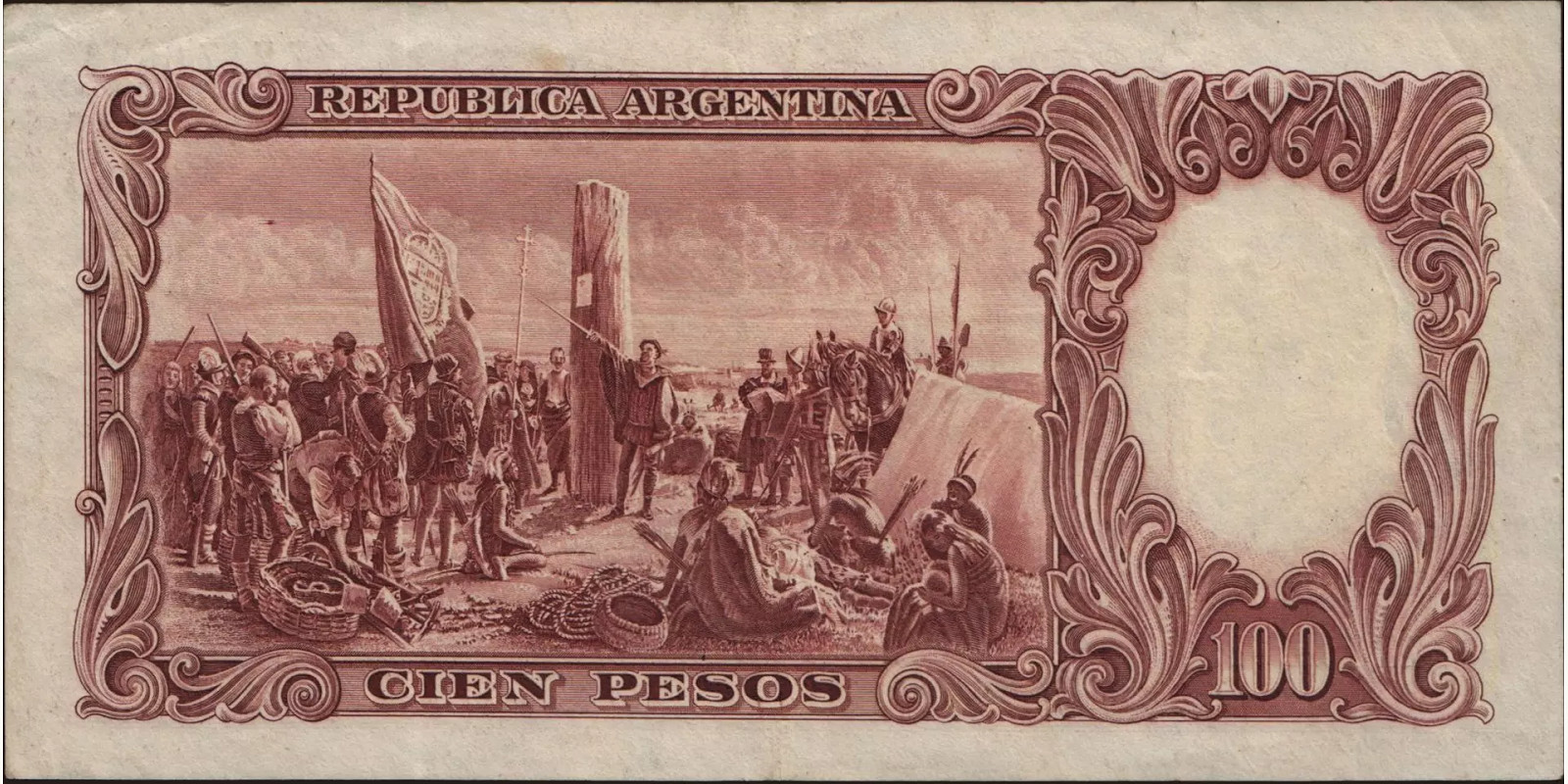 100 pesos Argentina 1943 — Back side
