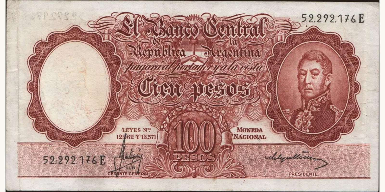 100 pesos 1957