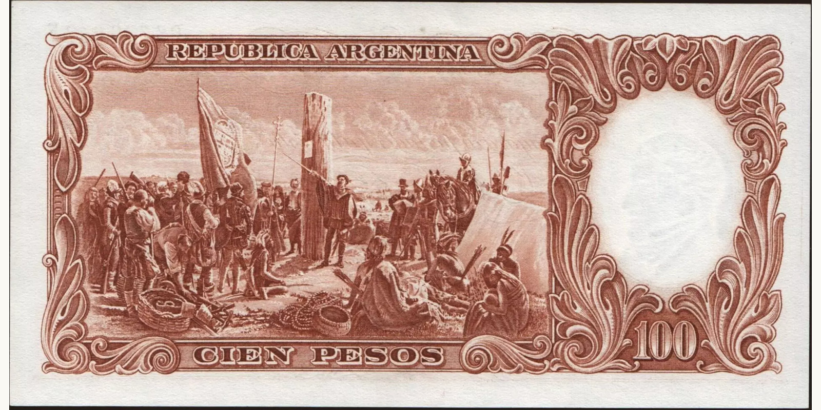 100 pesos Argentina 1967 — Back side