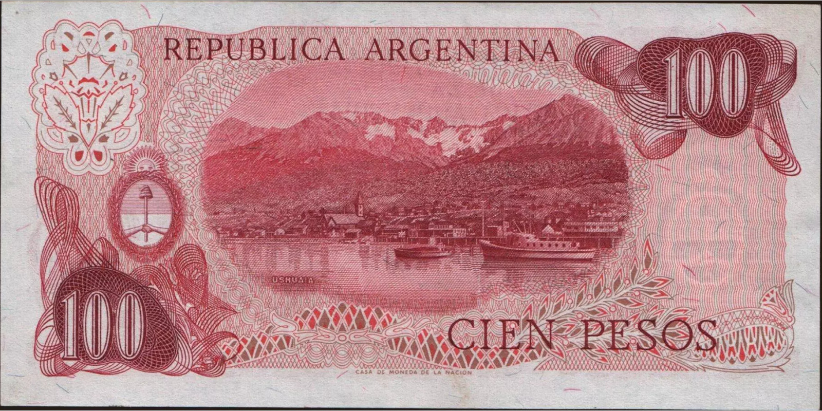 100 pesos Аргентина 1973 — Оборотная сторона